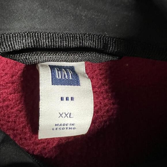 GAP Fleece Quarter Zip Pullover XXL Red Black Trim Warm Soft Casual Outdoor - Picture 3 of 8